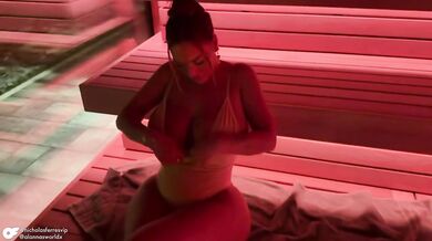 Big tit Aussie busty redhead gets rammed in public sauna pound