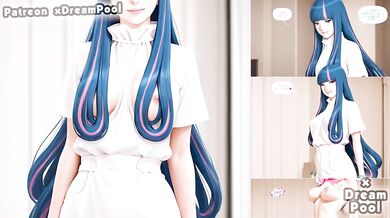Eida the nurse gets her throat wrecked in rough hentai blowjob