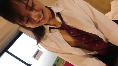 Black-haired Japanese Goddess faces brutal POV cowgirl creampie