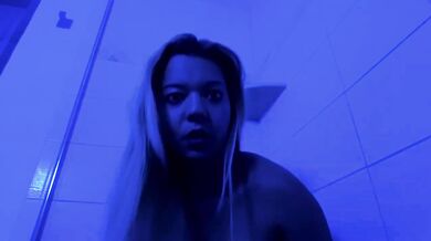 Grinding and riding the big dildo in the shower huge tits gushing solo