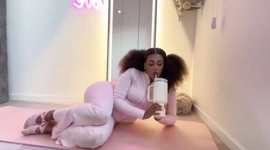 Ebony girl tight yoga debut begs for cock throbbing