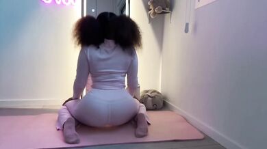 Ebony girl tight yoga debut begs for cock throbbing