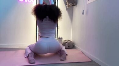 Ebony girl tight yoga debut begs for cock throbbing