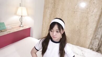 Black-haired Japanese beauty strips and gets destroyed in cosplay POV