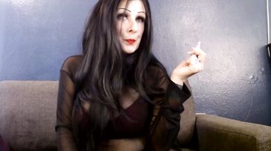 Busty Cougar Smoking Marlboro 100s soaking deep throat