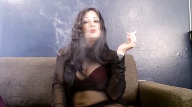 Busty Cougar Smoking Marlboro 100s soaking deep throat