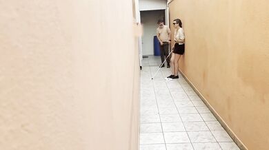 Freeze tag with the blind girl got us panties soaked in the alley