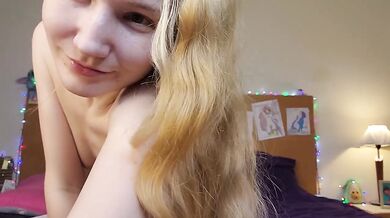 Russian Blonde Slut Deepthroats Thick Dark Dildo Solo Session Whimpers Orgasm