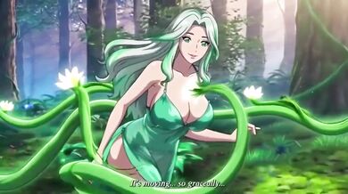Sensual vines squeeze her big boobs and hips in raw hentai fuck