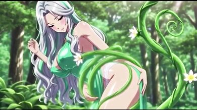 Sensual vines squeeze her big boobs and hips in raw hentai fuck
