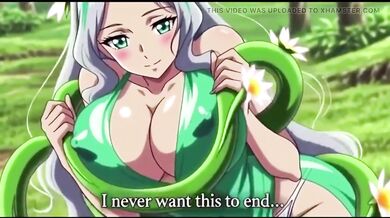 Sensual vines squeeze her big boobs and hips in raw hentai fuck