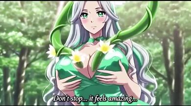 Sensual vines squeeze her big boobs and hips in raw hentai fuck