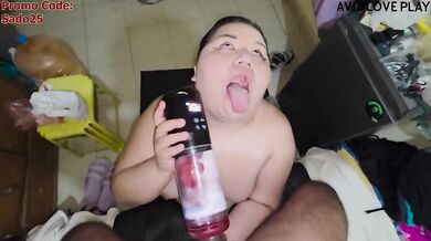 Thick BBW’s 4D Toy Destroys Him Face Fucking His Load on Her Sloppy Mouth