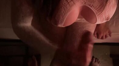 Hot latina gets my cock hard and soaks her hand with a huge cumshot