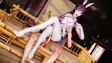 3D cute Asian babe fucked hard in cosplay dress ass bouncing