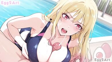Marriagetoxin hentai Kinosaki Mei big tits swimsuit blowjob cumshot destroyed