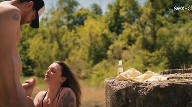 Hot French Milf destroyed in outdoor public sex with big doggystyle cumshot