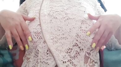 My stepsister with huge tits locked in her room fingering her nipples raw POV