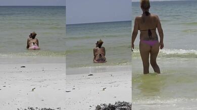 Step mom bikini beach caught flashing while I was a voyeur