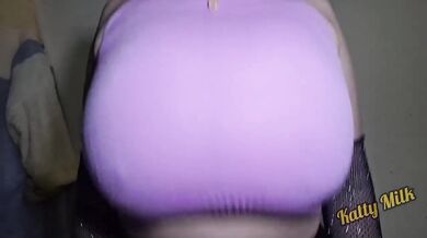 MILF's Juicy Natural Tits Shaking in Pink Clothes Until Cum Drips