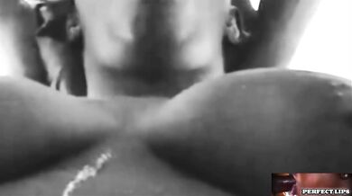 Perfect Ebony Lips Gushing Choked by Deep Sloppy Ass Mouth