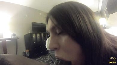 BBC white girl deepthroat cum buckets on bbw sloppy lips