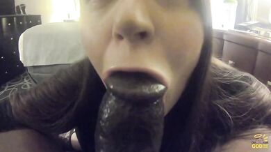 BBC white girl deepthroat cum buckets on bbw sloppy lips