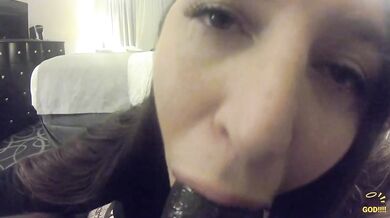 BBC white girl deepthroat cum buckets on bbw sloppy lips