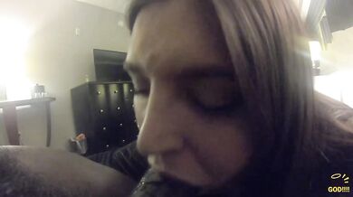 BBC white girl deepthroat cum buckets on bbw sloppy lips
