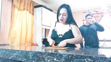 Hot latina milf stepmom gets destroyed in her kitchen step son fucks her hard raw