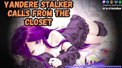 Yandere whispers in closet while stroking to ASMR femboy handjob