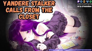 Yandere whispers in closet while stroking to ASMR femboy handjob