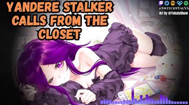 Yandere whispers in closet while stroking to ASMR femboy handjob