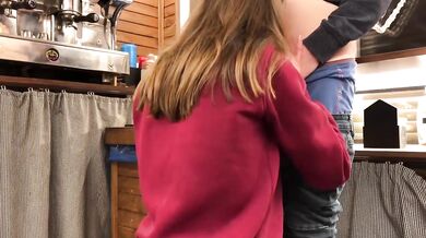 Best Friend Sucks Him Raw on Her Knees at Work Cumshot