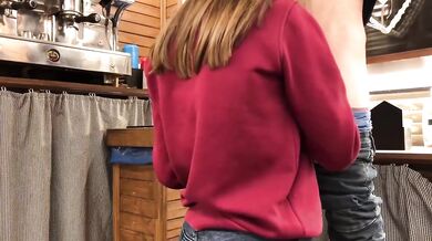 Best Friend Sucks Him Raw on Her Knees at Work Cumshot