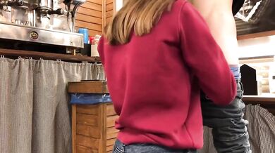 Best Friend Sucks Him Raw on Her Knees at Work Cumshot