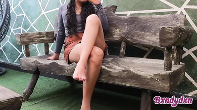 Submissive latina masturbates in garden with perfect body POV