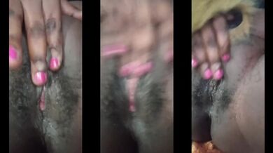 Ebony girl gushing solo birthday pleasure