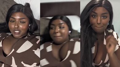Cute ebony BBW girlfriend strips down then destroys me with romantic JOI