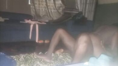 Amateur couple gets doggy creampie ruined by big tits