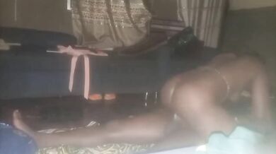 Amateur couple gets doggy creampie ruined by big tits