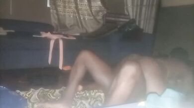 Amateur couple gets doggy creampie ruined by big tits