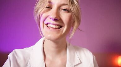 Blonde dentist ASMR roleplay gets her mouth stuffed hard during checkup