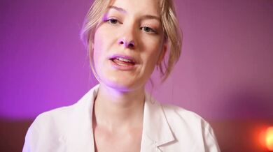 Blonde dentist ASMR roleplay gets her mouth stuffed hard during checkup