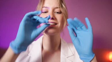 Blonde dentist ASMR roleplay gets her mouth stuffed hard during checkup