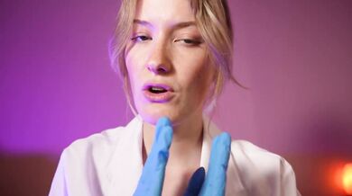 Blonde dentist ASMR roleplay gets her mouth stuffed hard during checkup