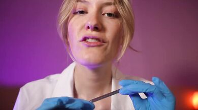 Blonde dentist ASMR roleplay gets her mouth stuffed hard during checkup