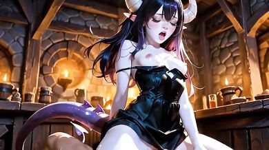 Demon Girl Gets Pounded Over Tavern Bar Until She’s a Messy Ahegao Wreck