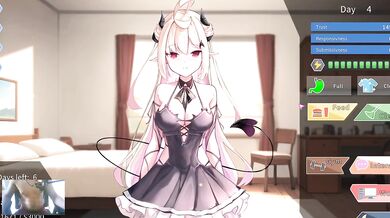 Blonde demon babe destroys dick in hardcore anime game creampie