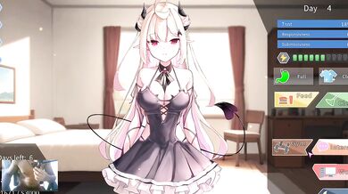 Blonde demon babe destroys dick in hardcore anime game creampie